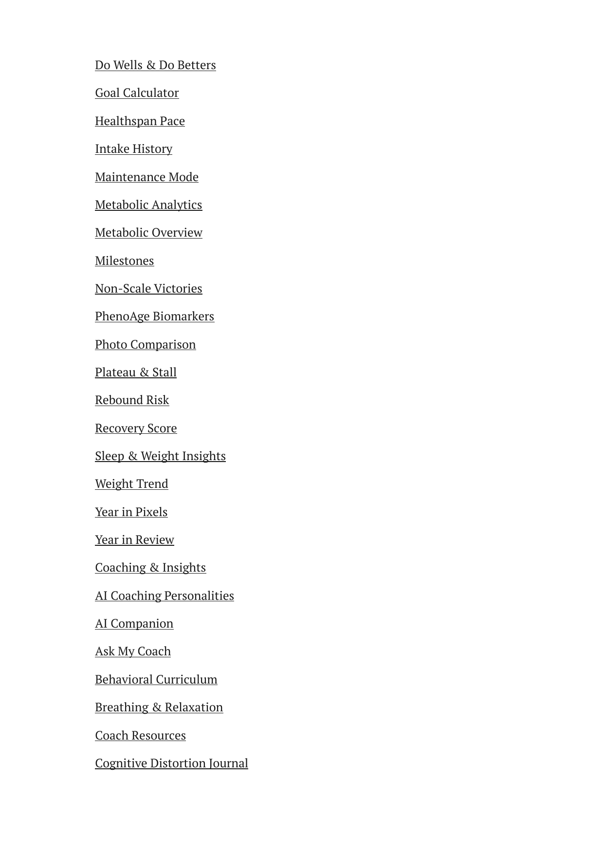 All Features Guide โ Women's Health