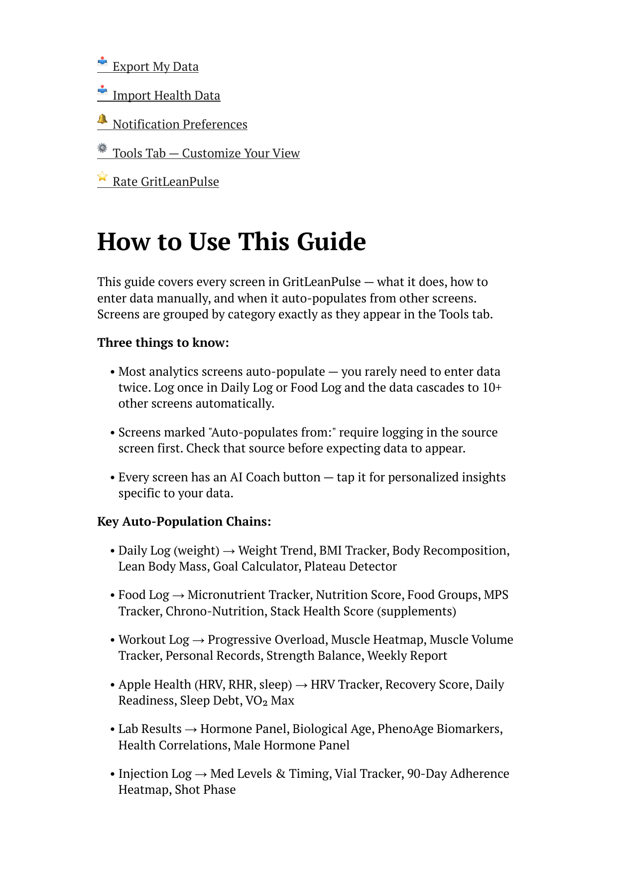 All Screens User Help Guide โ Women's Health